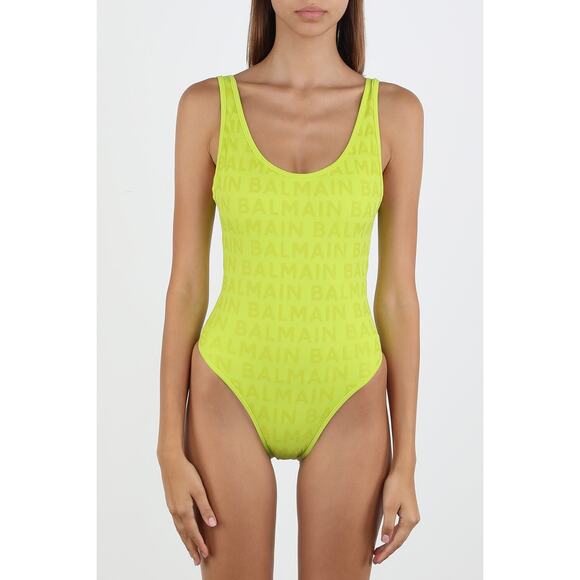 Balmain Logo One Piece Swimsuit - S Bright Neon - Picture 2 of 5